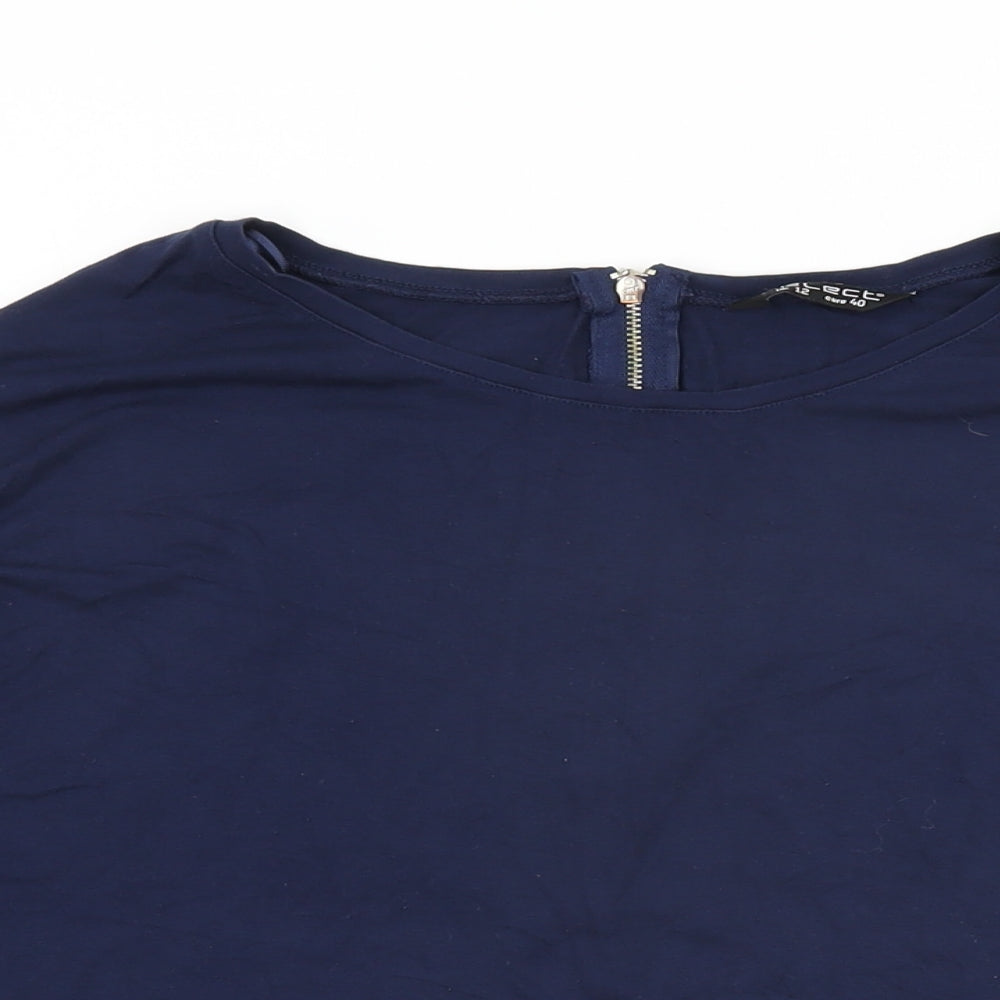 Select Womens Blue Viscose Basic T-Shirt Size 12 Round Neck