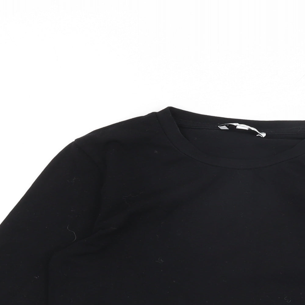 Warehouse Womens Black Cotton Basic T-Shirt Size 8 Round Neck