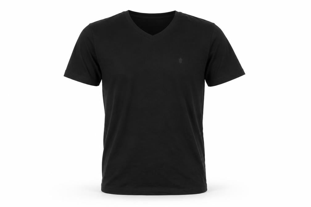 Criminal Mens Black Cotton T-Shirt Size M V-Neck
