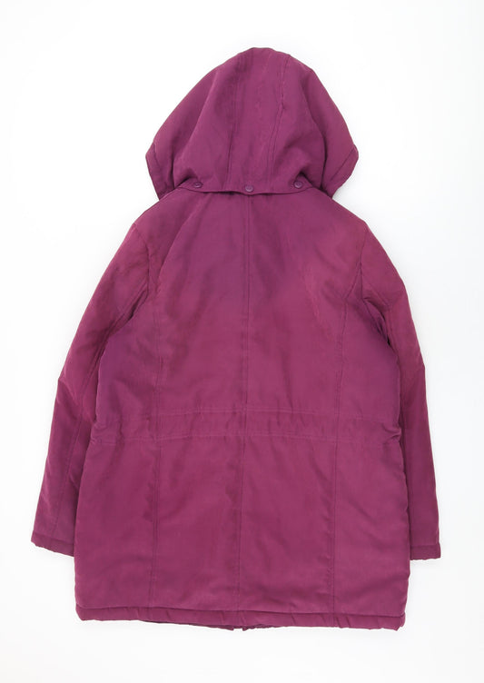 Bonmarché Womens Purple Geometric Overcoat Coat Size 14 Zip