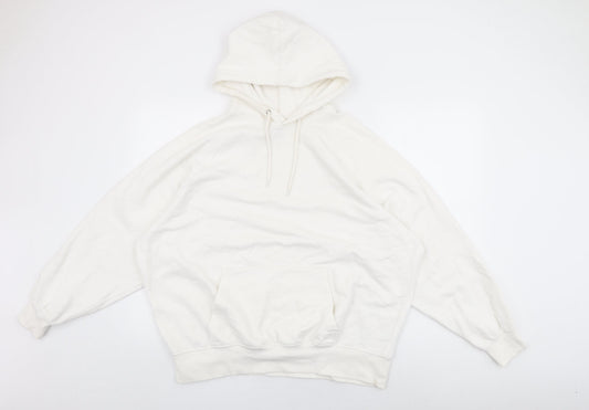 H&M Womens White Cotton Pullover Hoodie Size S Pullover