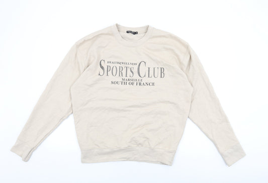 Nasty Gal Womens Beige Cotton Pullover Sweatshirt Size M Pullover - Sports Club