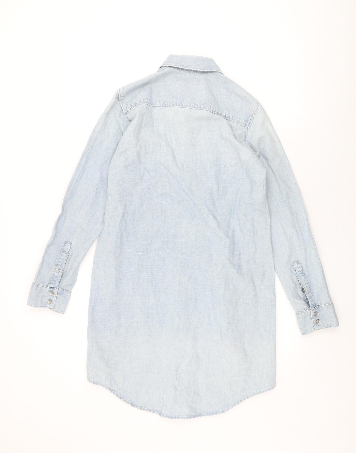 Gap Womens Blue Cotton Shirt Dress Size XS Collared Button