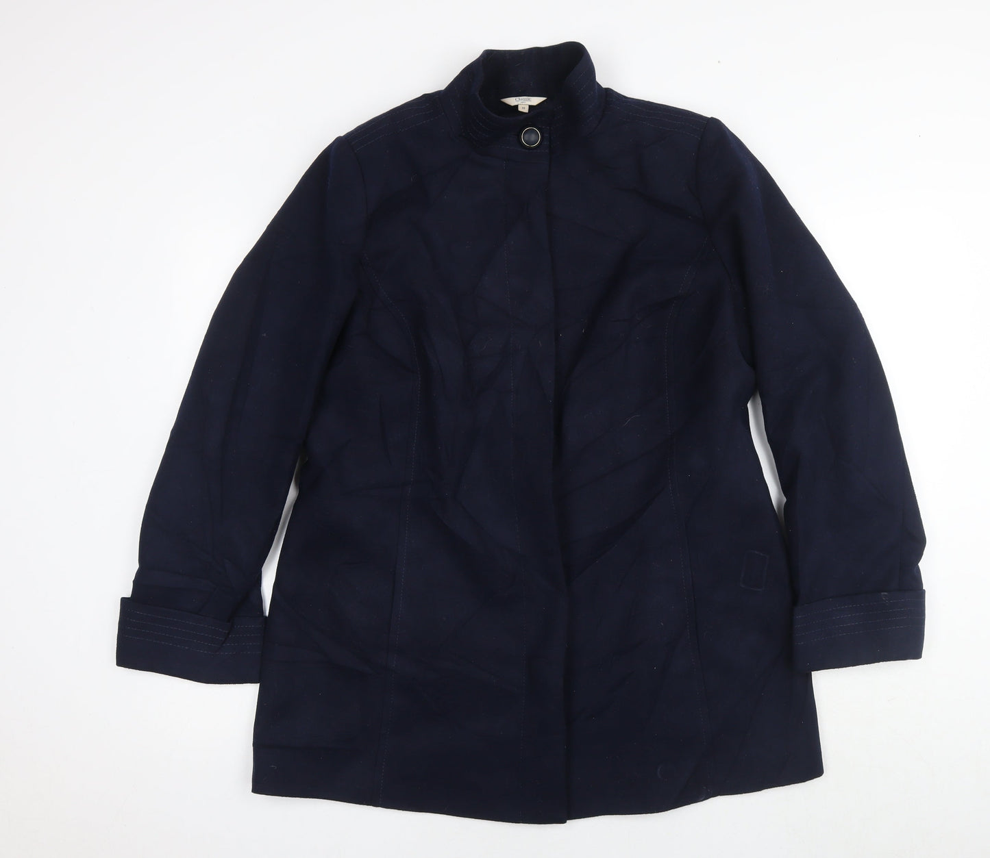M&Co Womens Blue Pea Coat Coat Size 16 Buckle