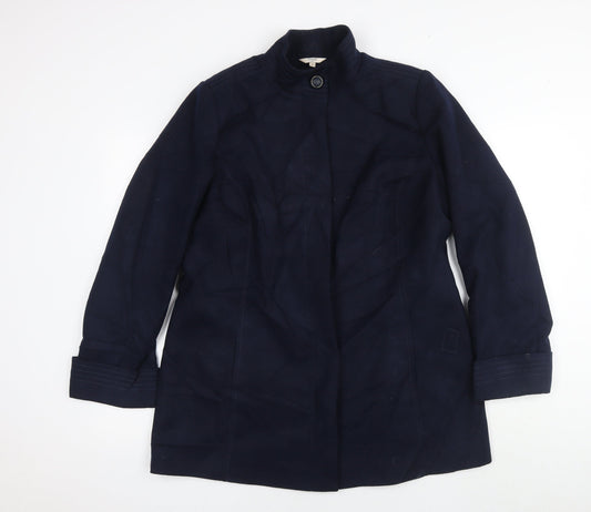 M&Co Womens Blue Pea Coat Coat Size 16 Buckle