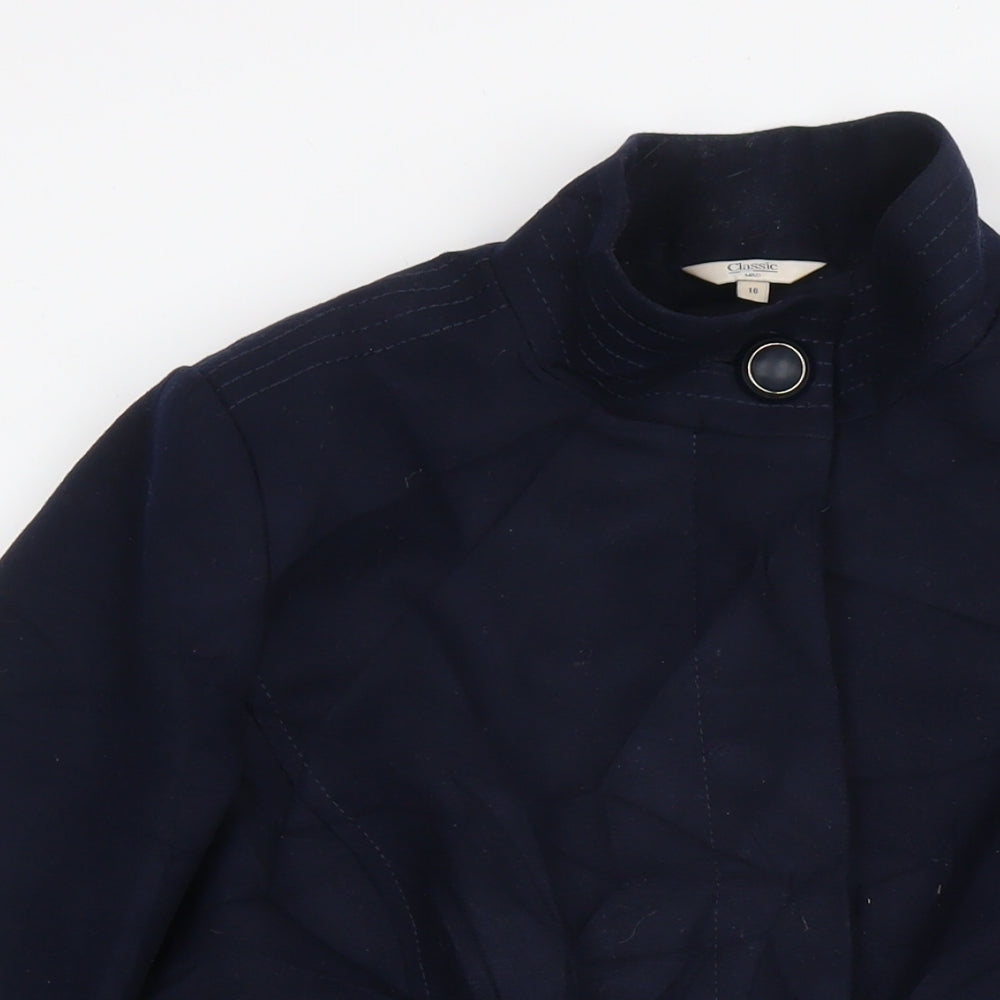 M&Co Womens Blue Pea Coat Coat Size 16 Buckle