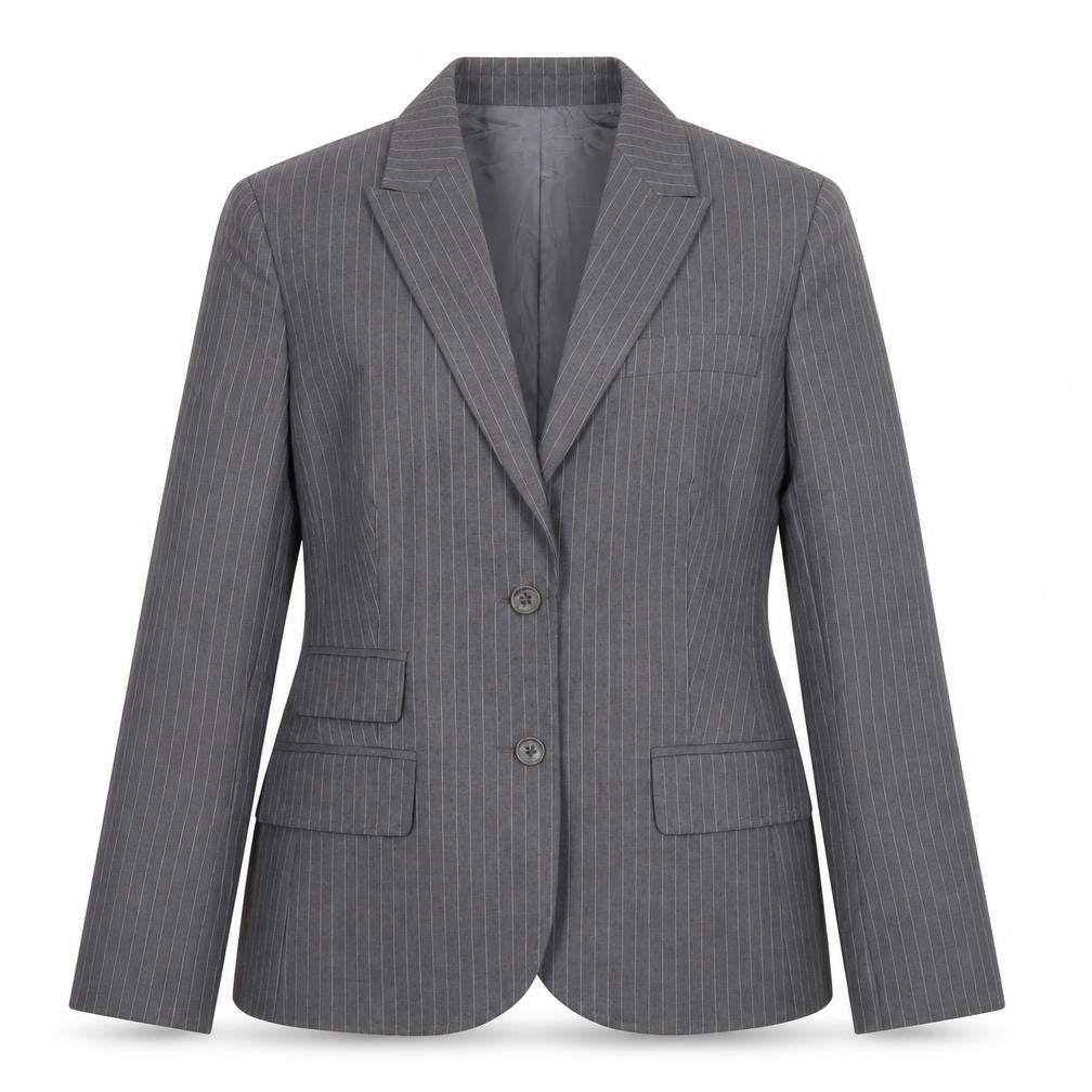 Brooks Brothers Womens Grey Striped Wool Jacket Suit Jacket Size 14