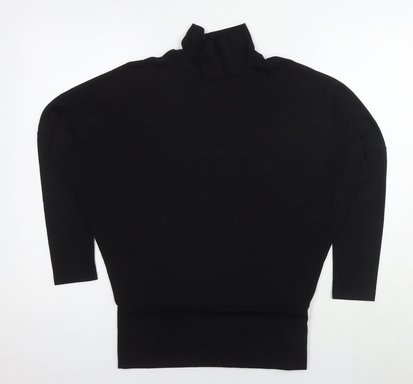 River Island Womens Black Polyester Basic T-Shirt Size 8 Roll Neck