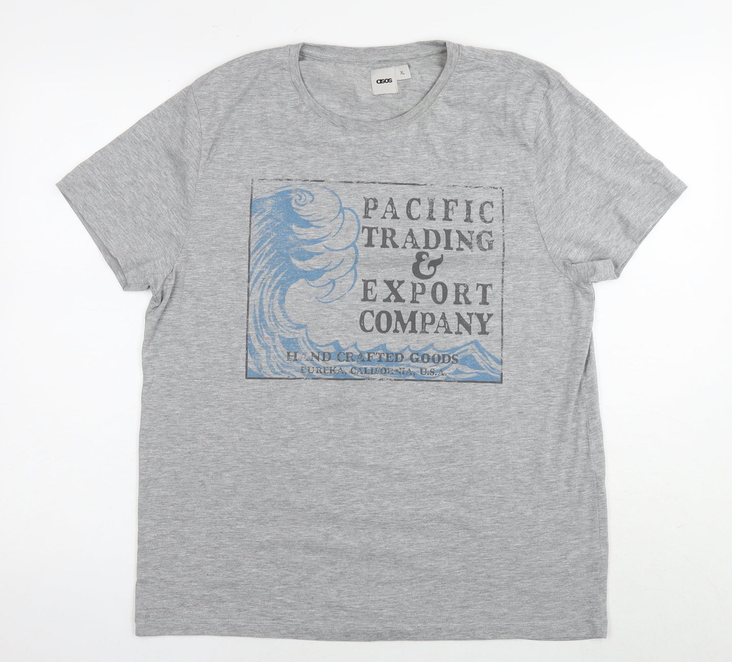 ASOS Mens Grey Polyester T-Shirt Size XL Round Neck - Pacific Trading Company Wave