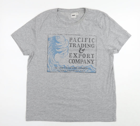 ASOS Mens Grey Polyester T-Shirt Size XL Round Neck - Pacific Trading Company Wave
