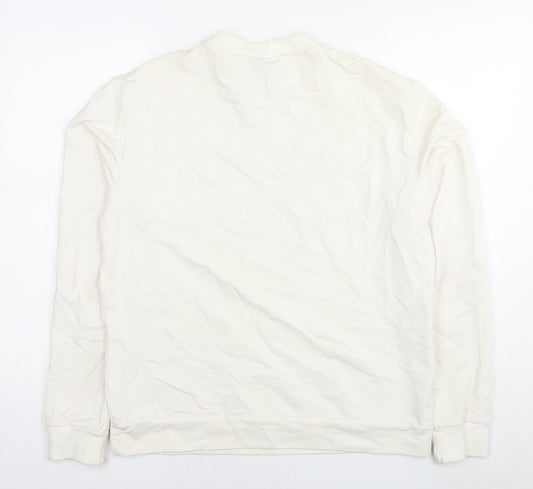 Vikkergewinn Mens White Cotton Pullover Sweatshirt Size L - Logo