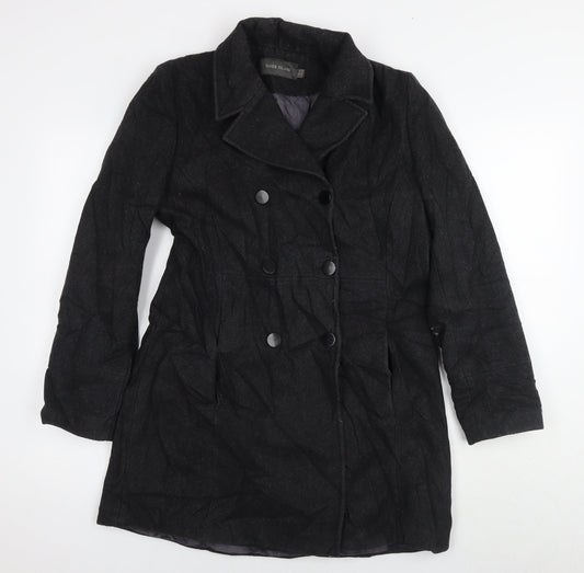 River Island Womens Black Pea Coat Coat Size 12 Button