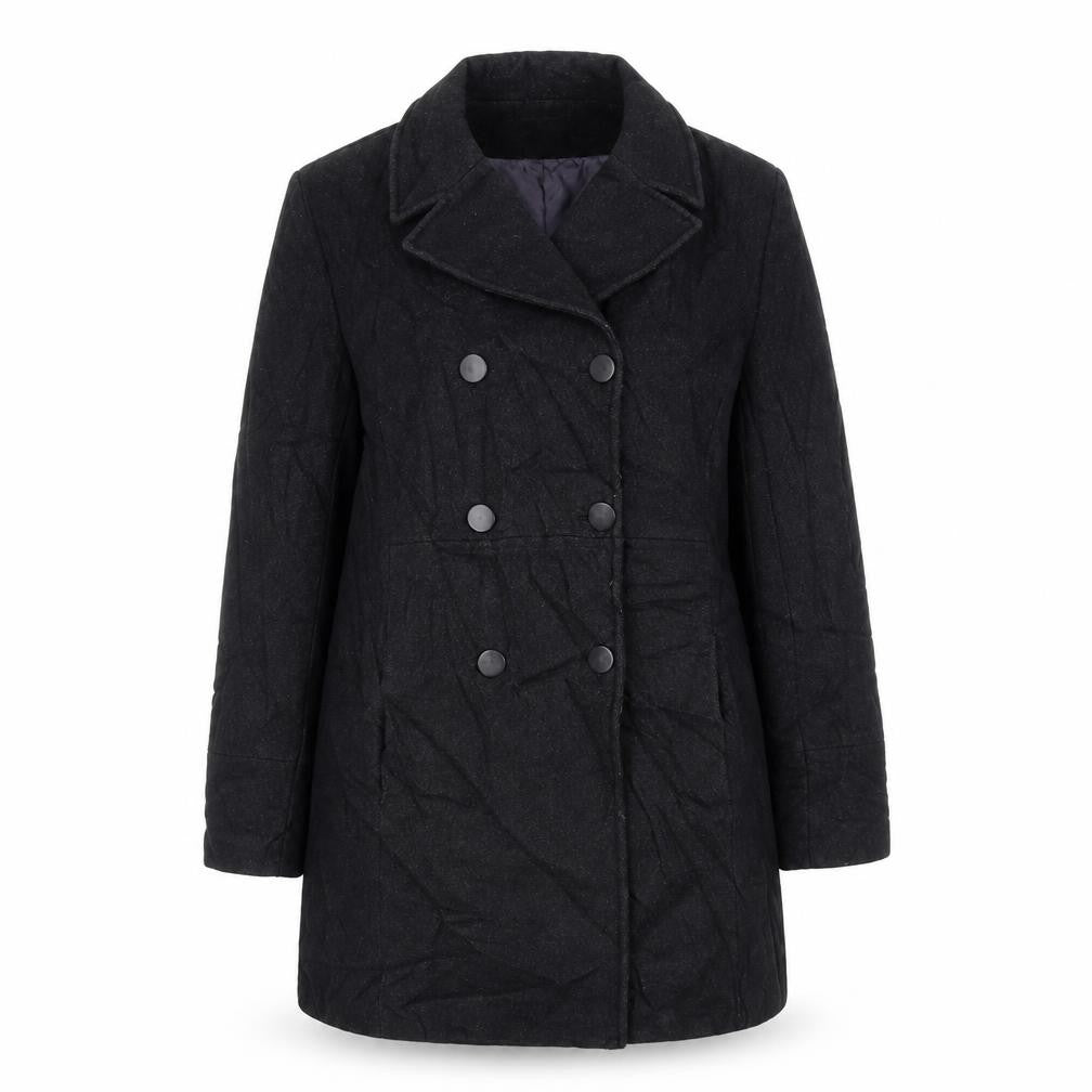 River Island Womens Black Pea Coat Coat Size 12 Button