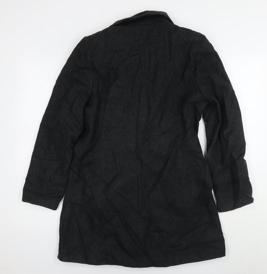 River Island Womens Black Pea Coat Coat Size 12 Button