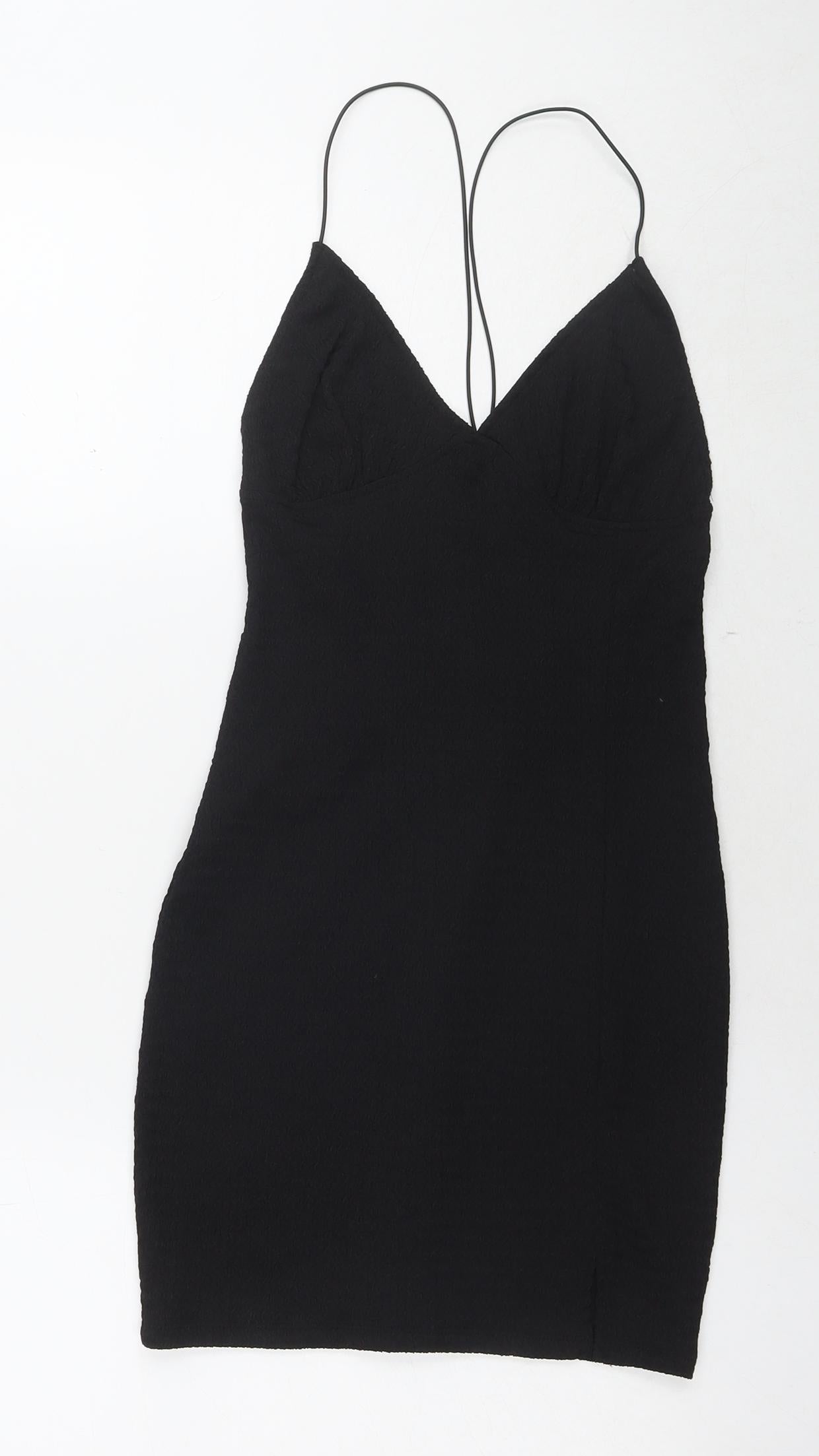 Divided by H&M Womens Black Polyester Bodycon Size S V-Neck Pullover