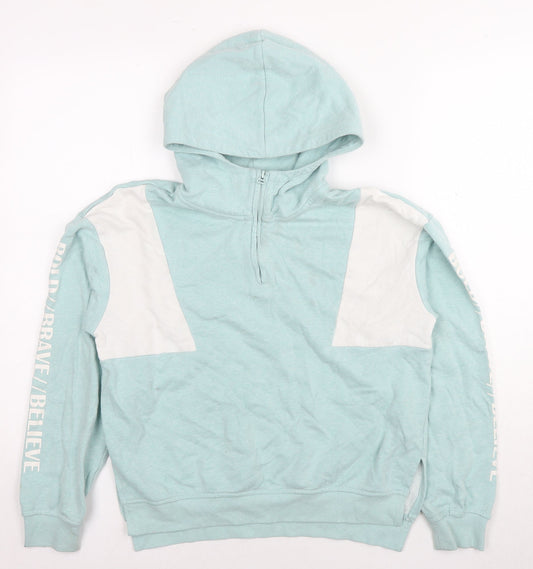 H&M Girls Blue Cotton Pullover Hoodie Size 13-14 Years Pullover