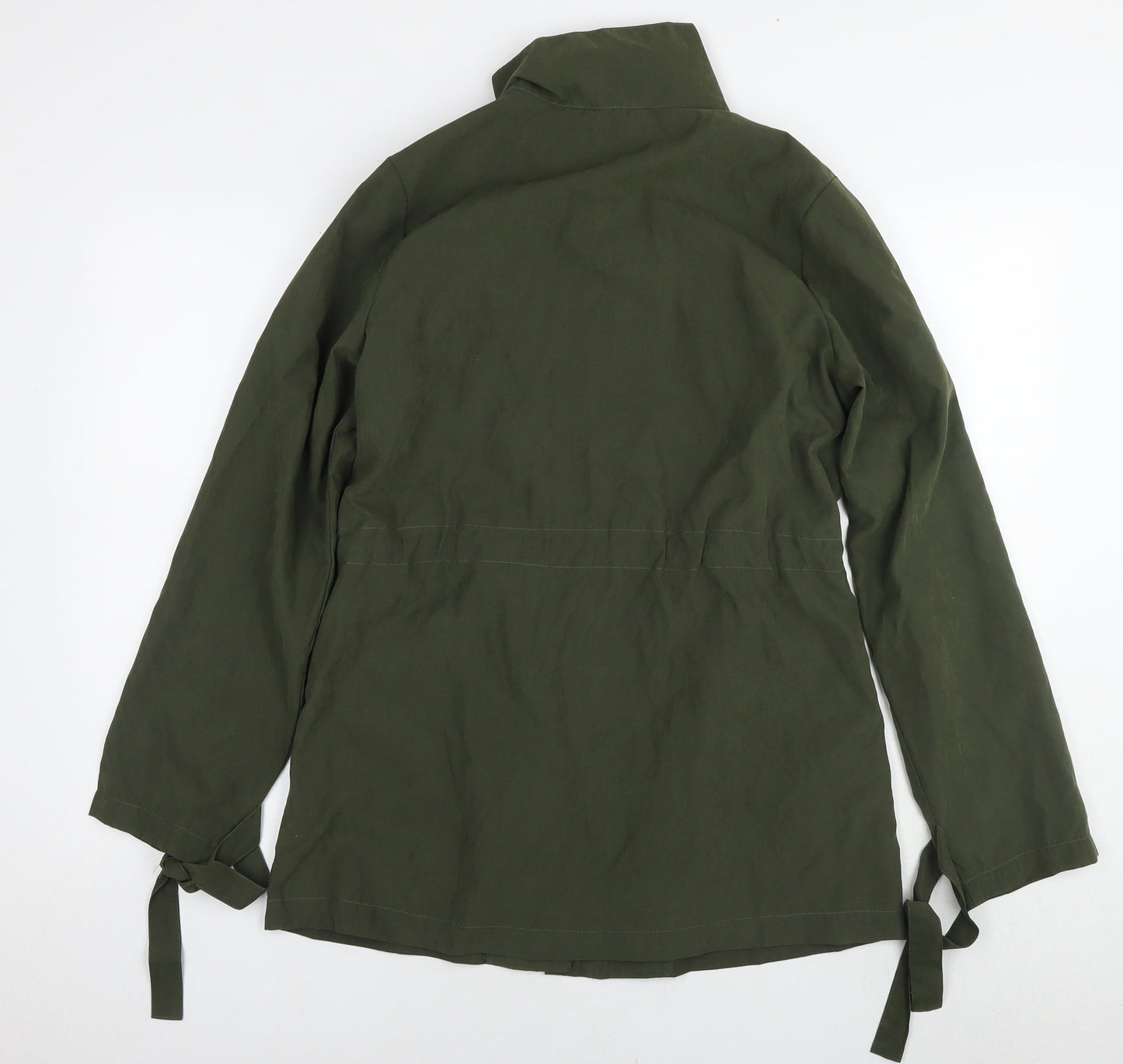 Avon Womens Green Parka Coat Size 10 Zip - Flowers