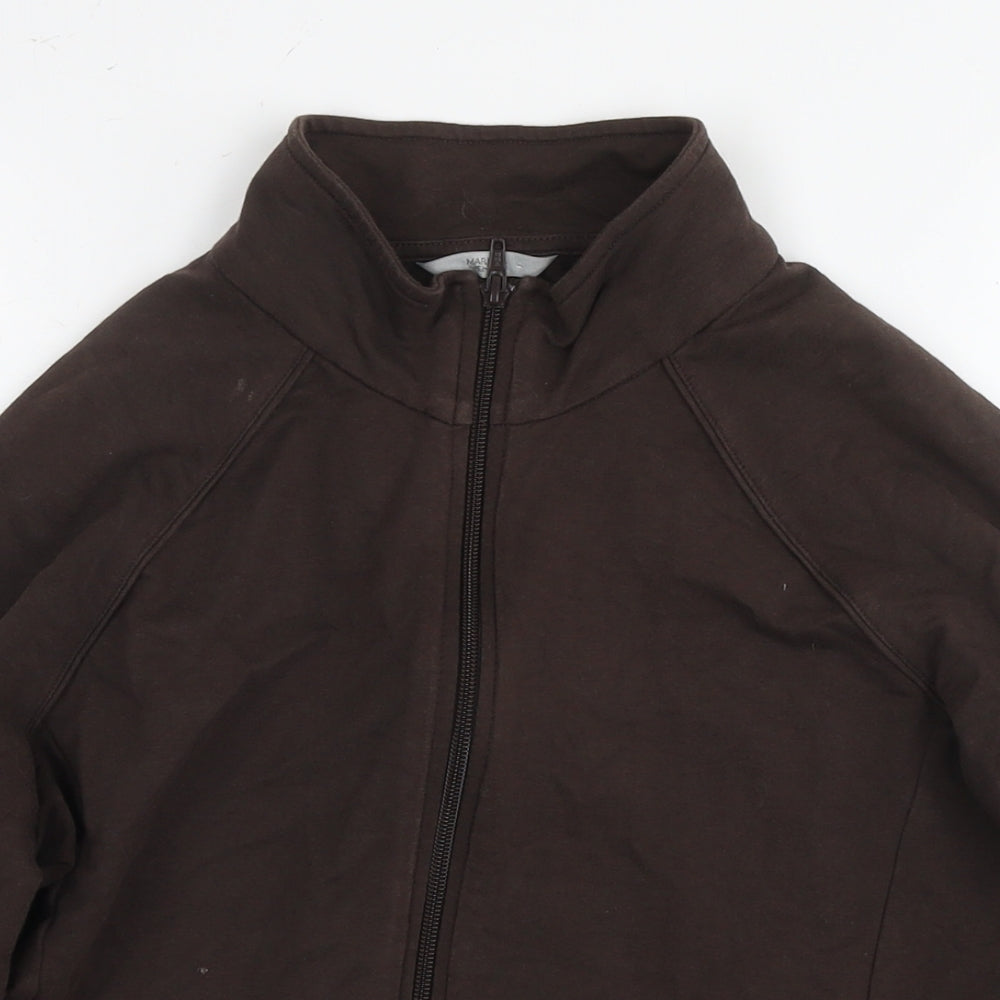 Marks and Spencer Womens Brown Cotton Full Zip Sweatshirt Size 16 Zip