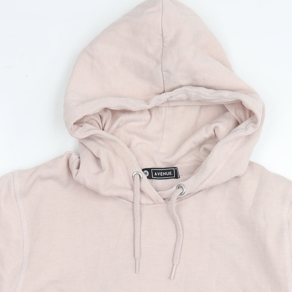 Avenue Womens Pink Cotton Pullover Hoodie Size 14 Pullover