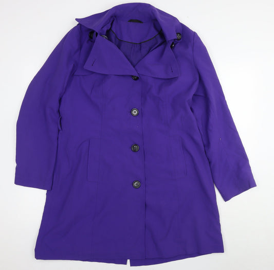 Marks and Spencer Womens Purple Overcoat Coat Size 16 Button