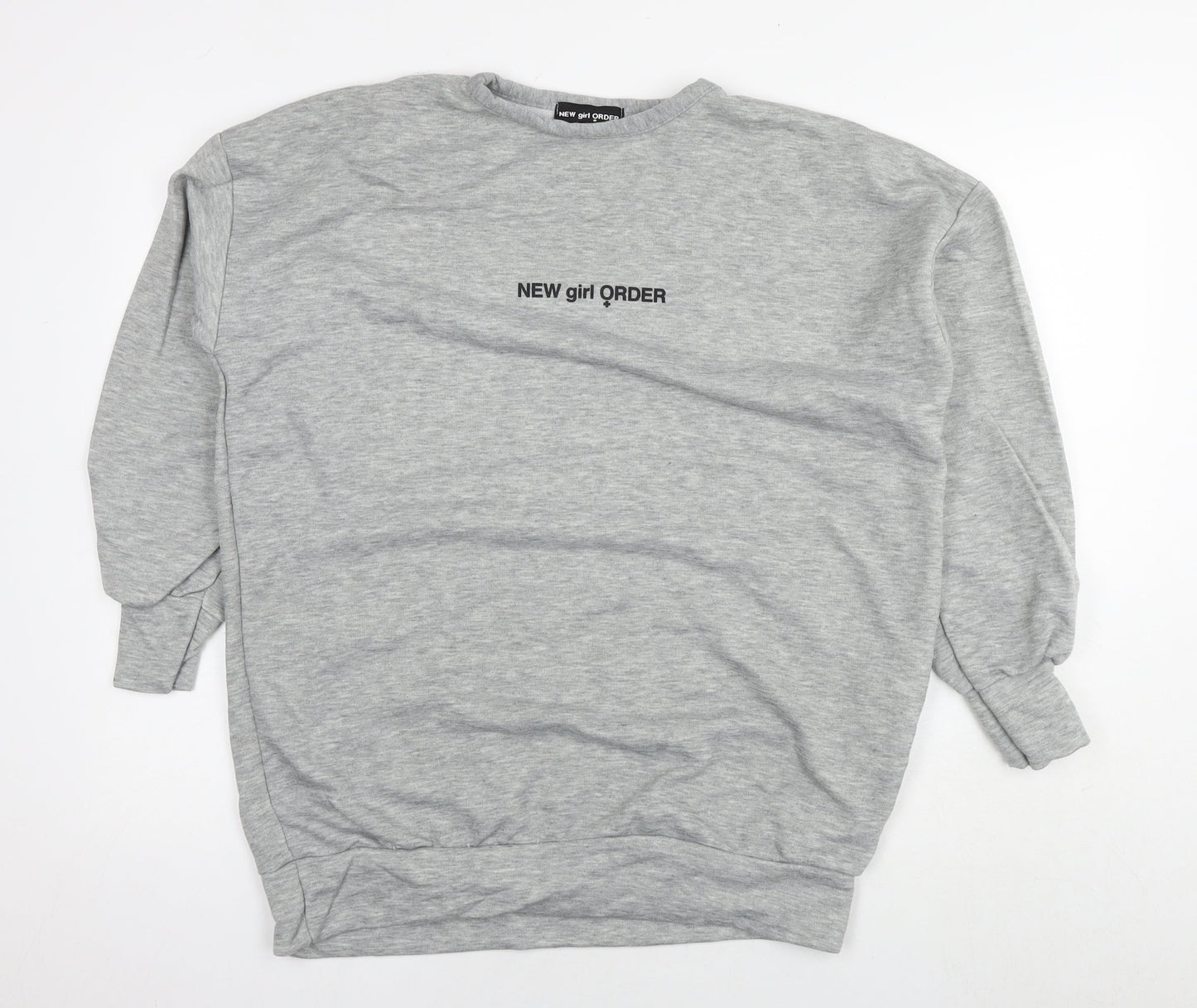 New Girl Order Womens Grey Polyester Pullover Sweatshirt Size 8 Pullover - Tunic Logo