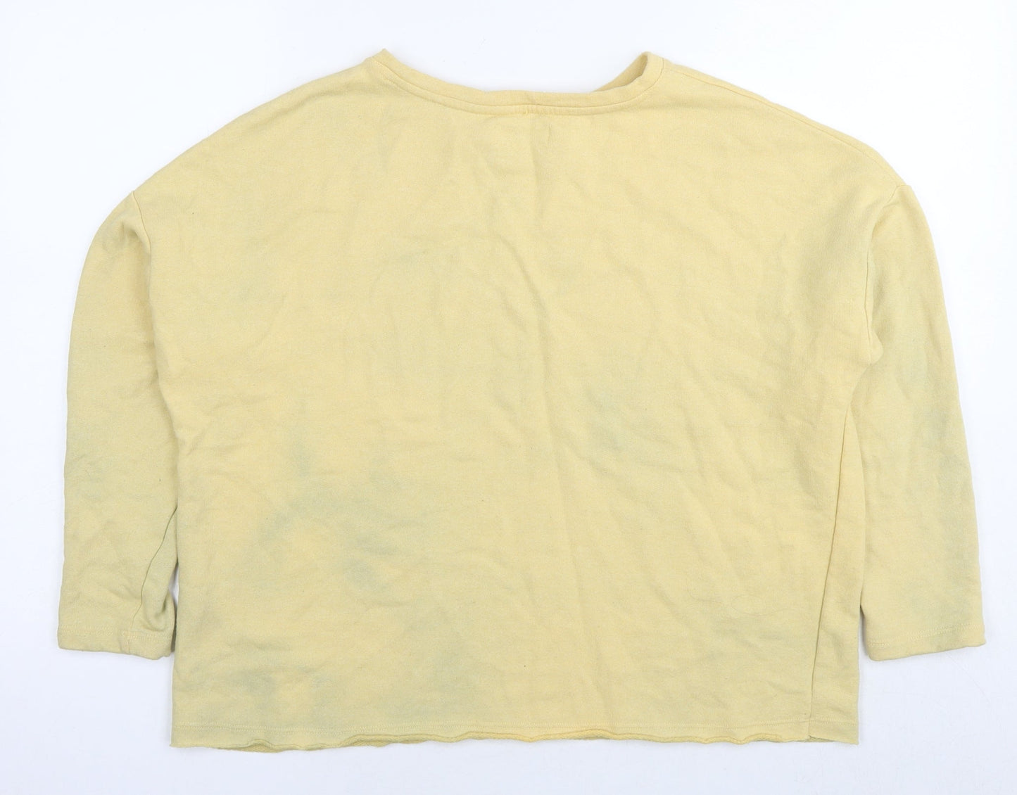 Pull&Bear Womens Yellow Cotton Pullover Sweatshirt Size M Pullover - Bonita flowers
