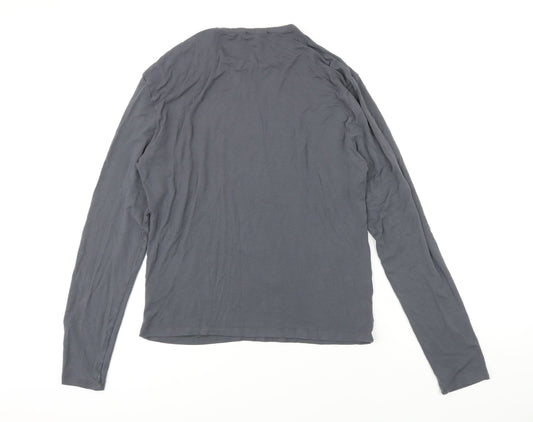 Versace Jeans Womens Grey Herringbone Viscose Basic T-Shirt Size 16 Round Neck