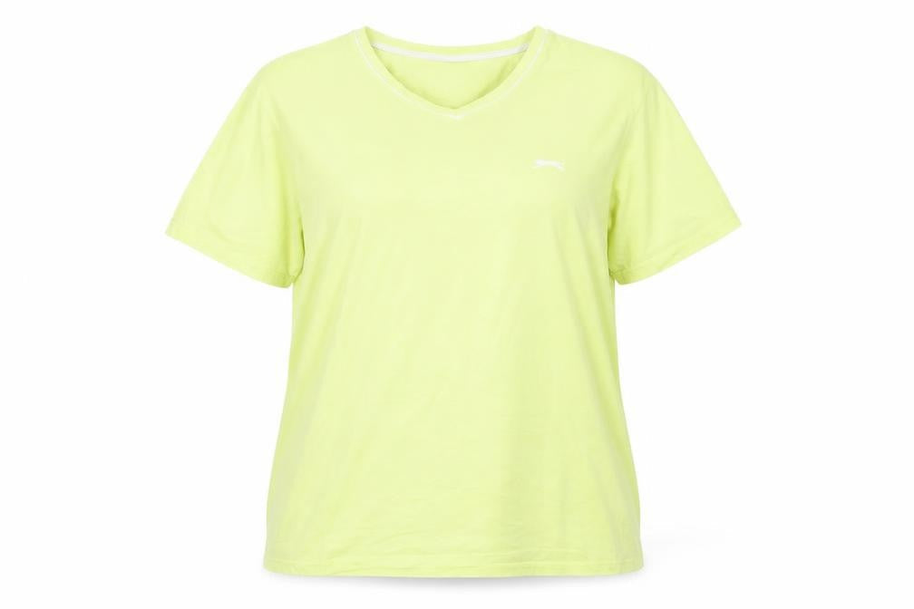 Slazenger Womens Yellow 100% Cotton Basic T-Shirt Size 2XL V-Neck