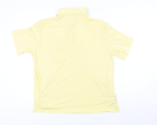 St Michael Womens Yellow Polyester Basic T-Shirt Size 16 Collared - Vintage