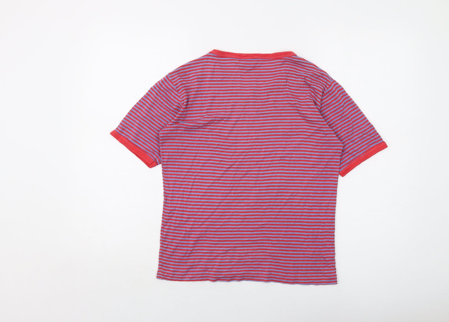 Sands Womens Red Striped Cotton Basic T-Shirt Size M Crew Neck