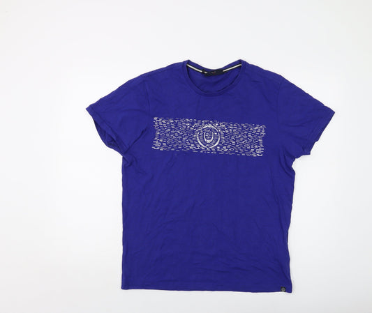 Duck and Cover Mens Blue Cotton T-Shirt Size L Crew Neck