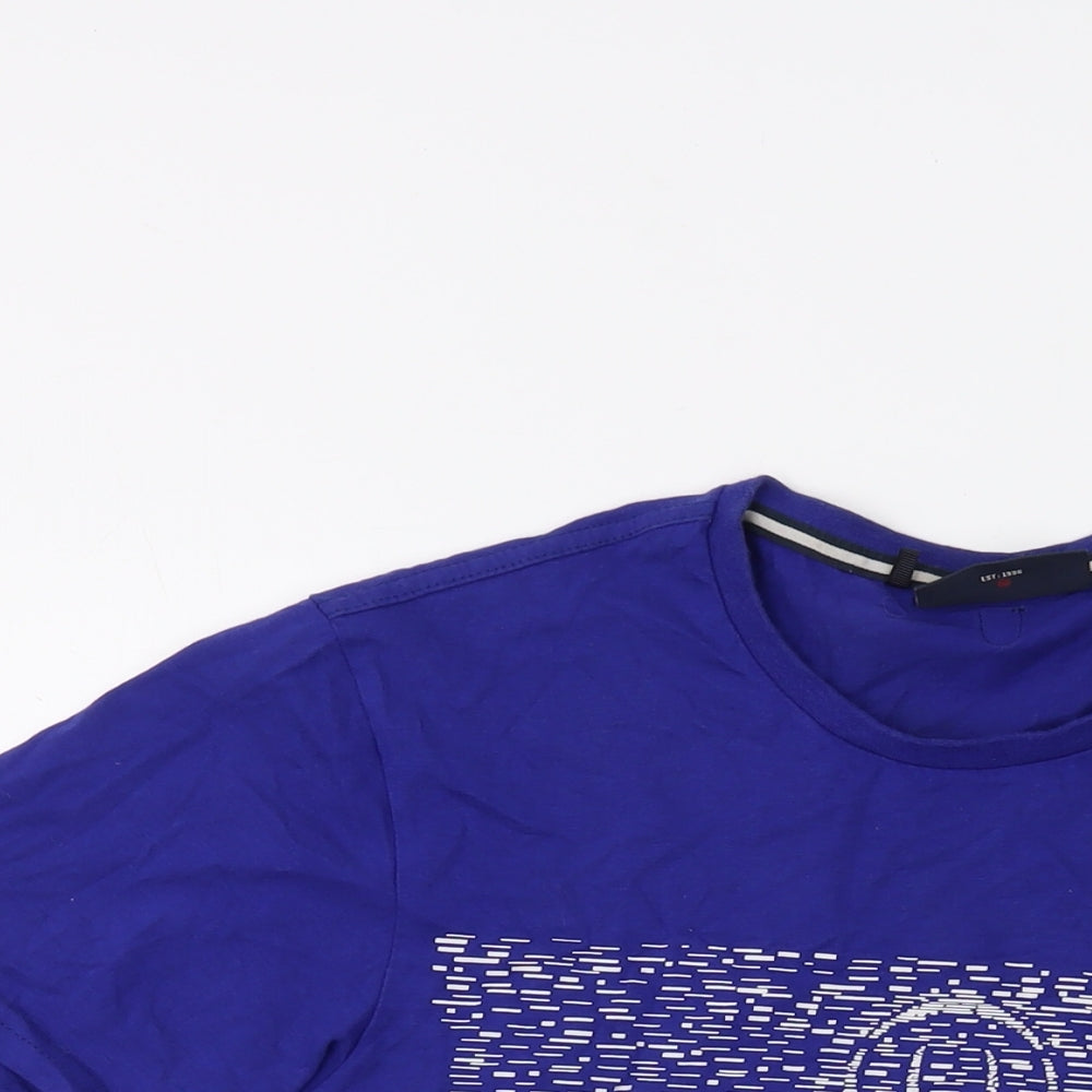 Duck and Cover Mens Blue Cotton T-Shirt Size L Crew Neck