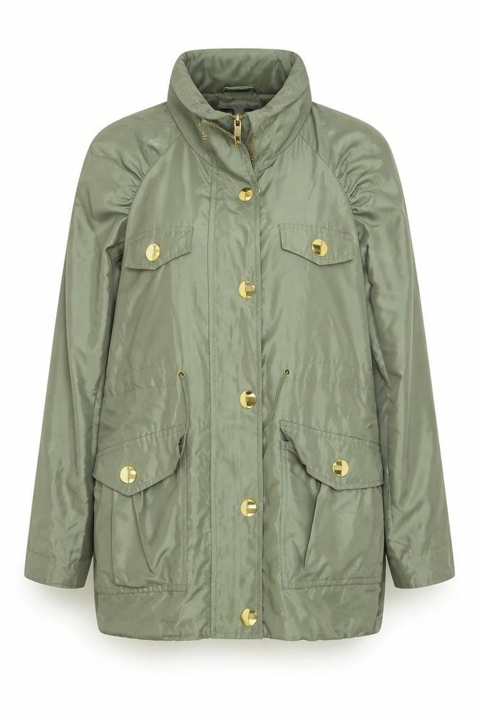 Front view of Red Herring women’s green jacket, size UK 10, zip