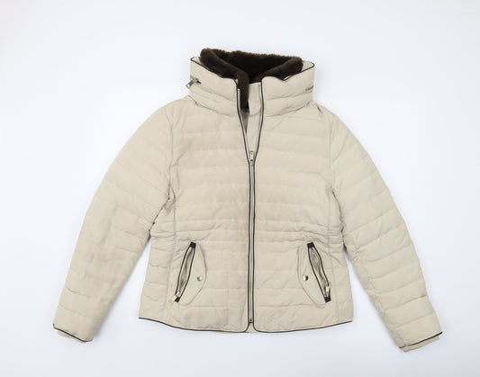 Marks and Spencer Womens Beige Jacket Size 14 Zip