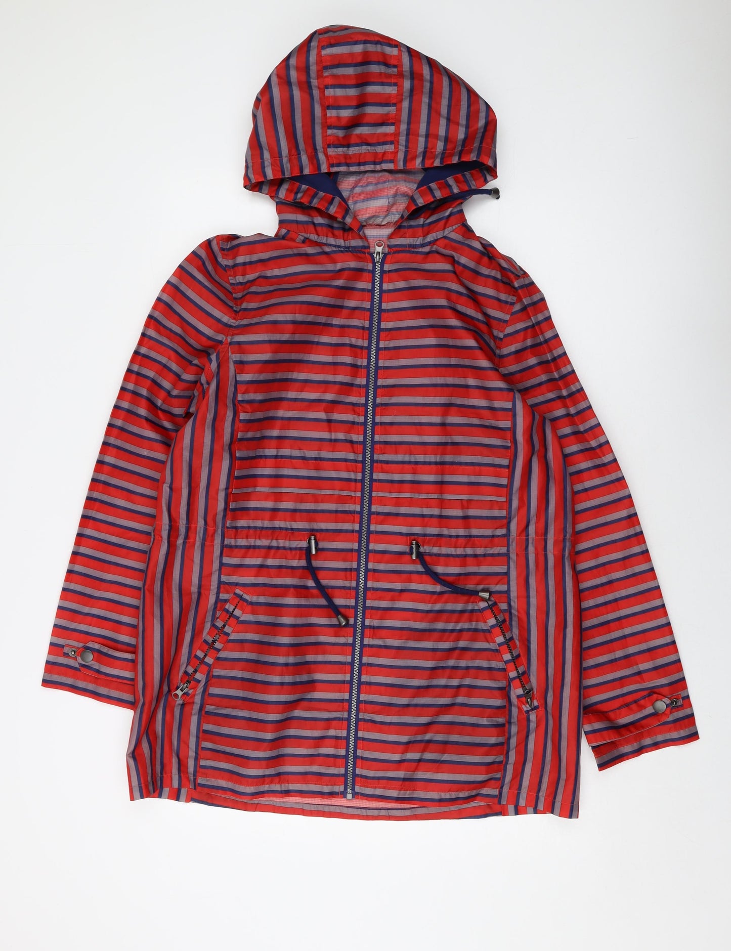 NEXT Womens Red Striped Rain Coat Coat Size 14 Zip