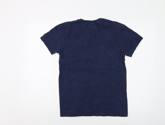 Avenger Mens Blue Cotton T-Shirt Size S Crew Neck