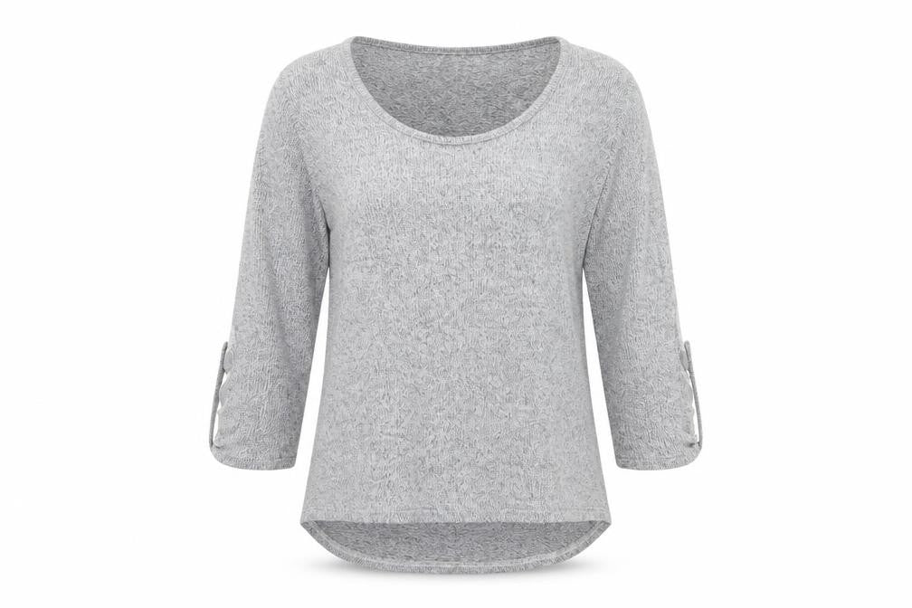 COIN 1804 Womens Grey Polyester Basic T-Shirt Size L Boat Neck