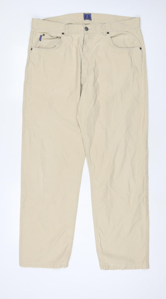 Rockport Mens Beige Cotton Straight Jeans Size 38 in L34 in Regular Zip - Long Leg