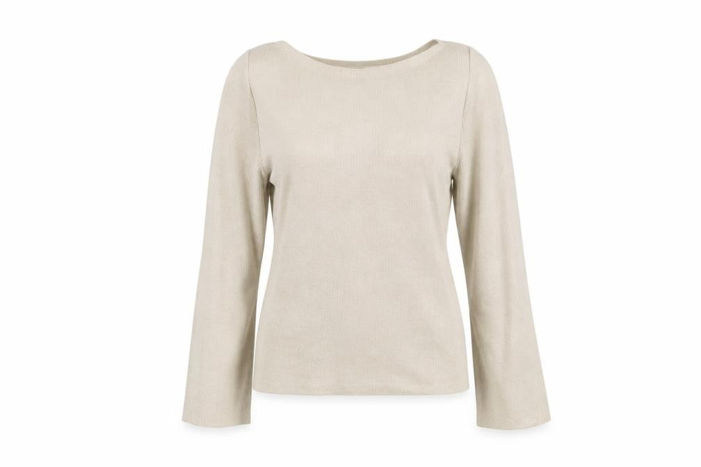 Front view of Only women’s beige boat neck polyester jumper, size S