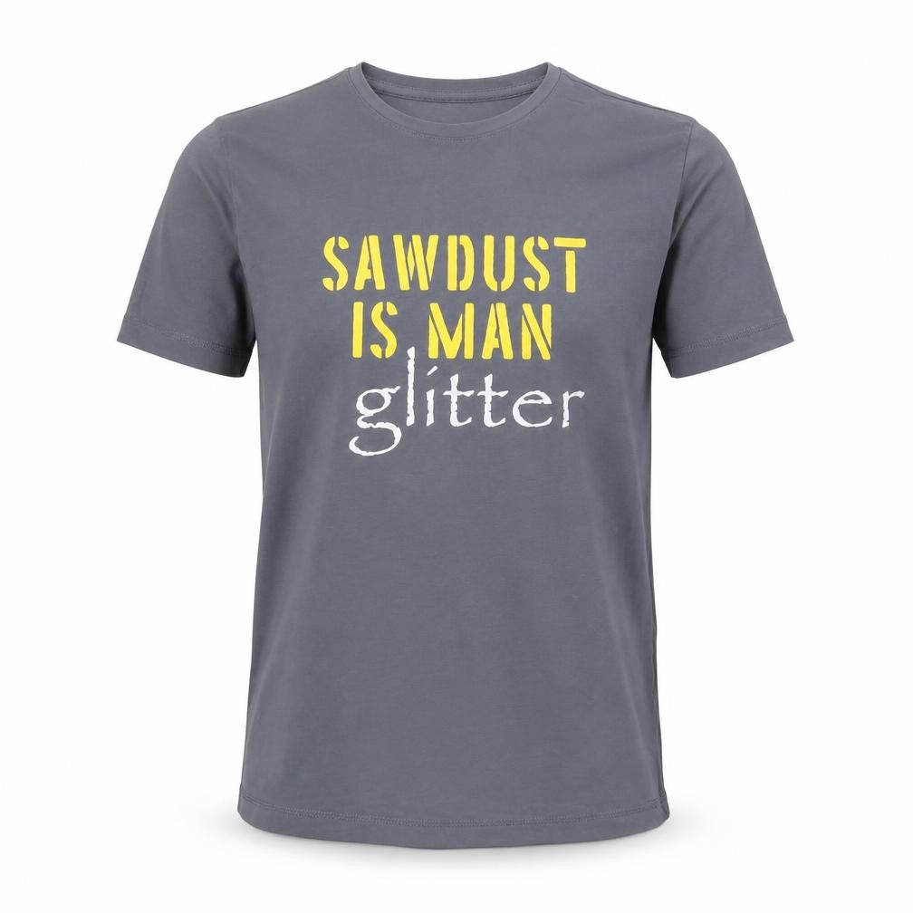 H&M Mens Grey Cotton T-Shirt Size S Crew Neck - Sawdust is man glitter