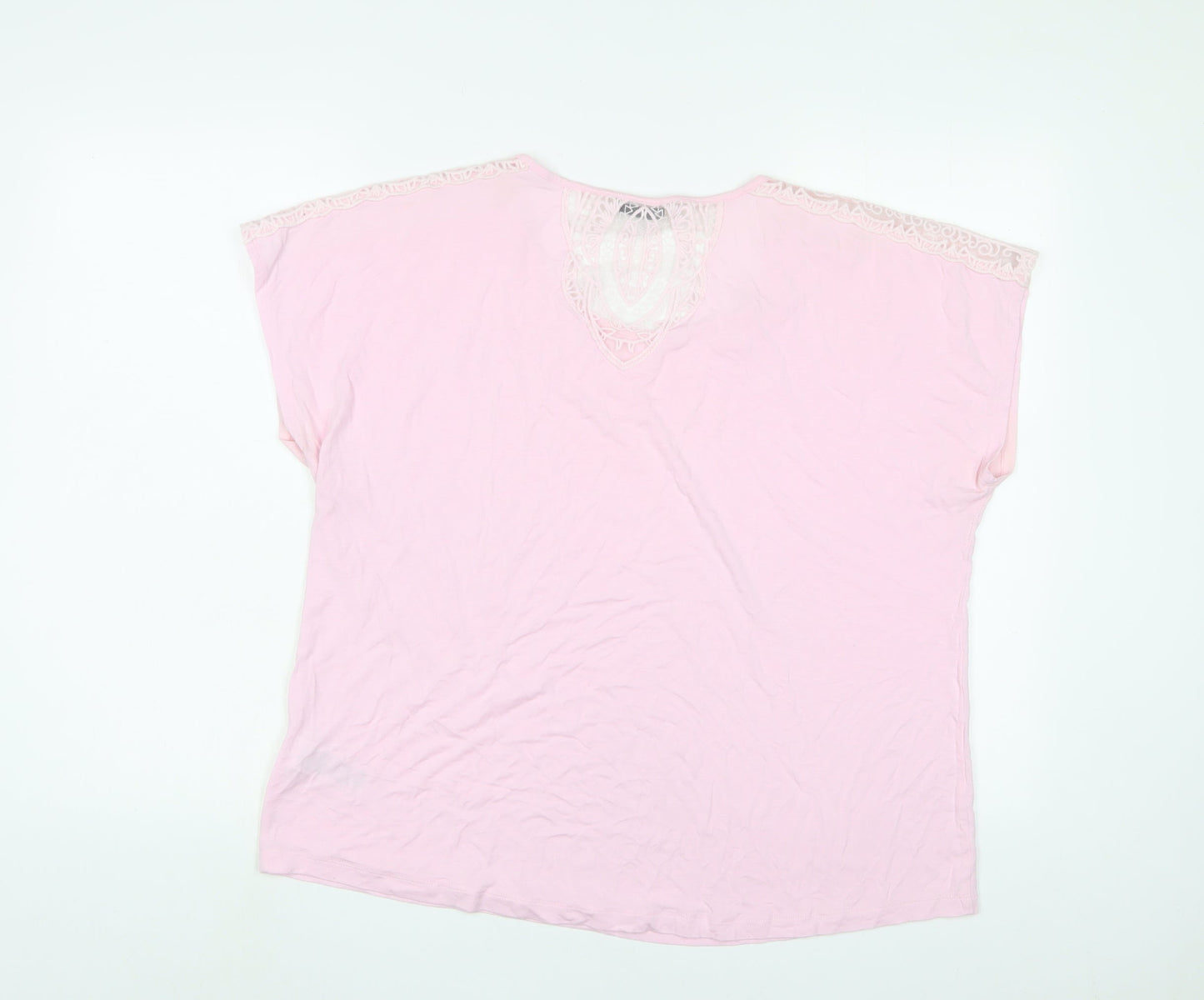 Marks and Spencer Womens Pink Viscose Basic T-Shirt Size 18 Scoop Neck