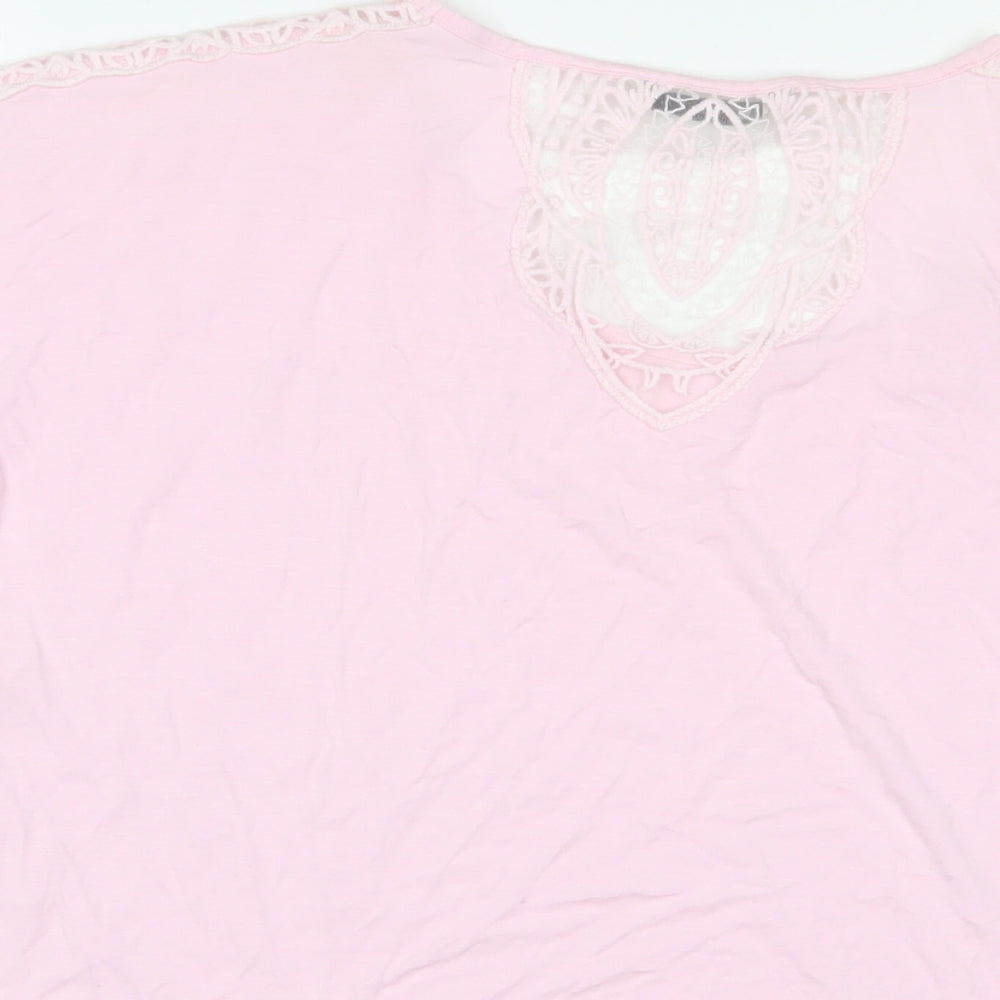 Marks and Spencer Womens Pink Viscose Basic T-Shirt Size 18 Scoop Neck