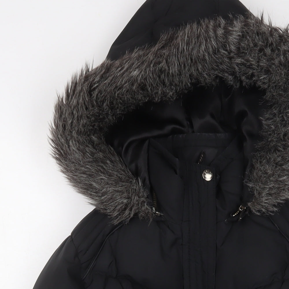 Per Una Womens Black Parka Coat Size S Zip