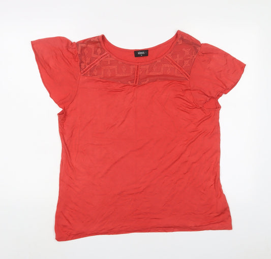 Klass Womens Orange Viscose Basic T-Shirt Size XL Boat Neck