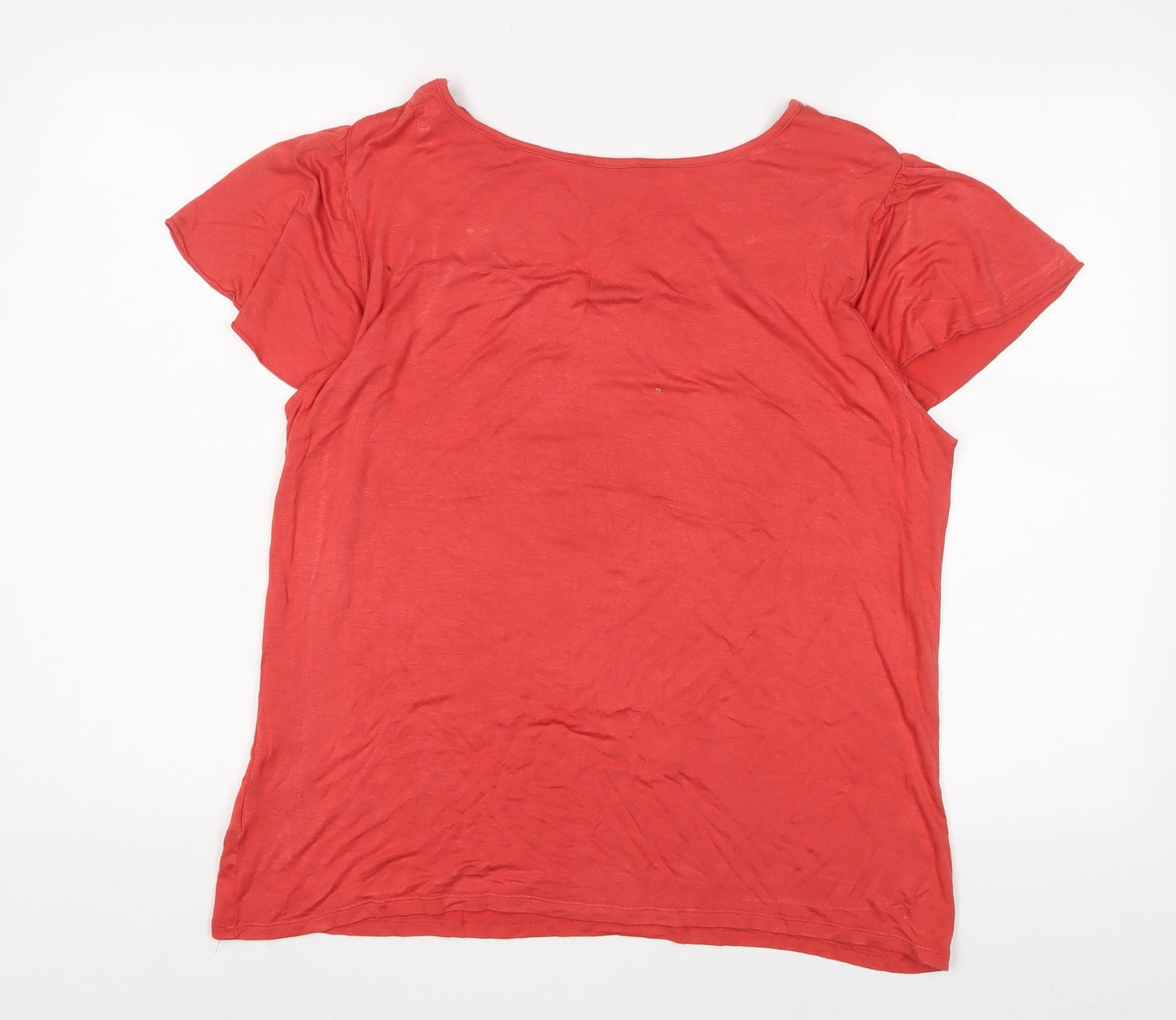 Klass Womens Orange Viscose Basic T-Shirt Size XL Boat Neck