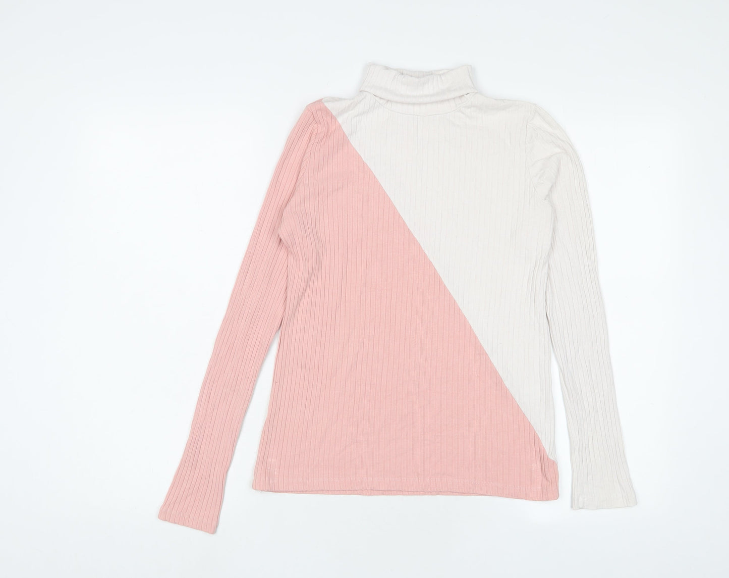 Select Womens Pink Viscose Basic T-Shirt Size 14 Roll Neck
