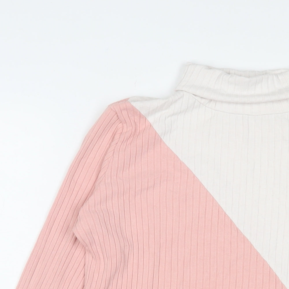 Select Womens Pink Viscose Basic T-Shirt Size 14 Roll Neck