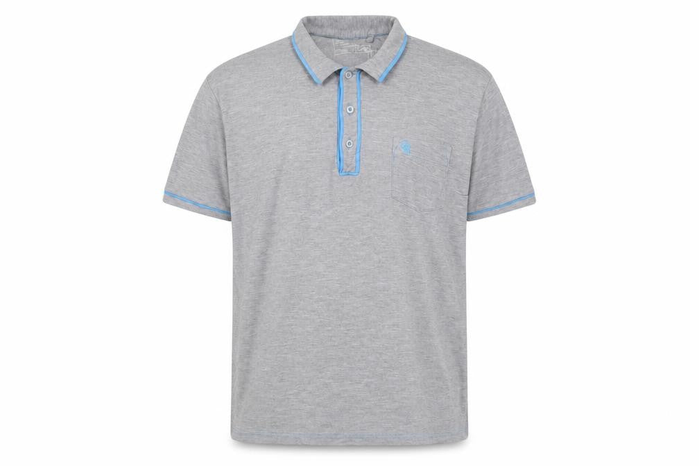 New Look Mens Grey Cotton Polo Size L Collared Button - Logo, Embroidered
