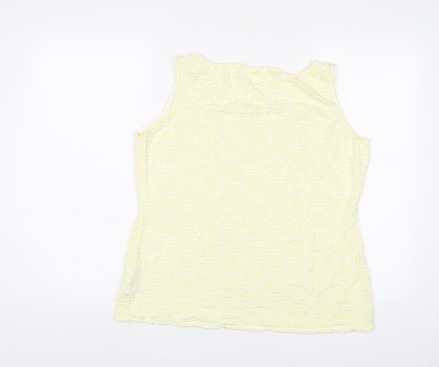 Marks and Spencer Womens Yellow Geometric Viscose Basic Tank Size 16 Scoop Neck