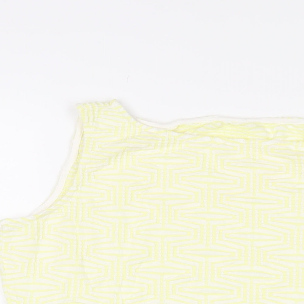 Marks and Spencer Womens Yellow Geometric Viscose Basic Tank Size 16 Scoop Neck